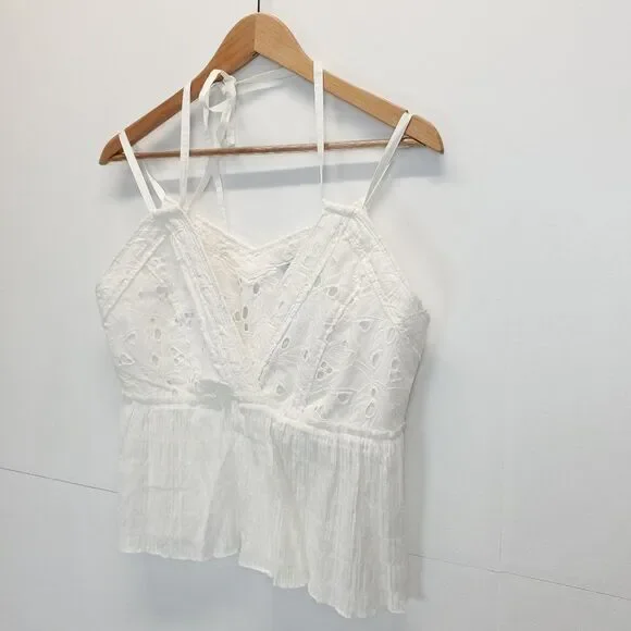 IRO Mireya Eyelet Strappy Halter Neck Peplum Top - Picture 8 of 14